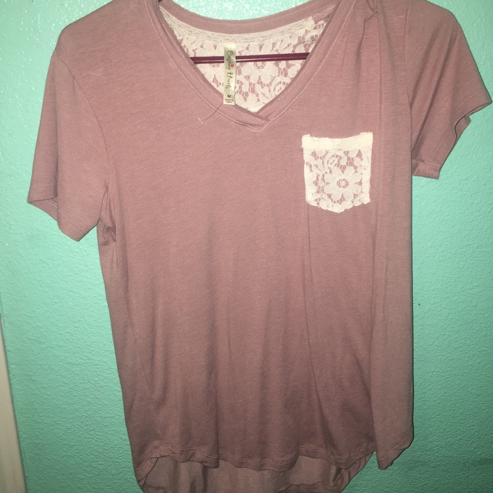 Pink with lace shirt